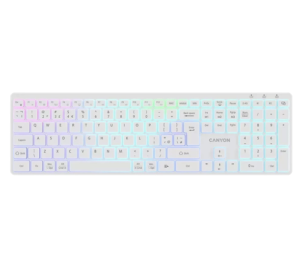 CANYON Klawiatura HKB-W11 UK/US RGB Dwa Tryby Bezprzewodowa Biała CNS-HBTK11W - 1348465 - zdjęcie
